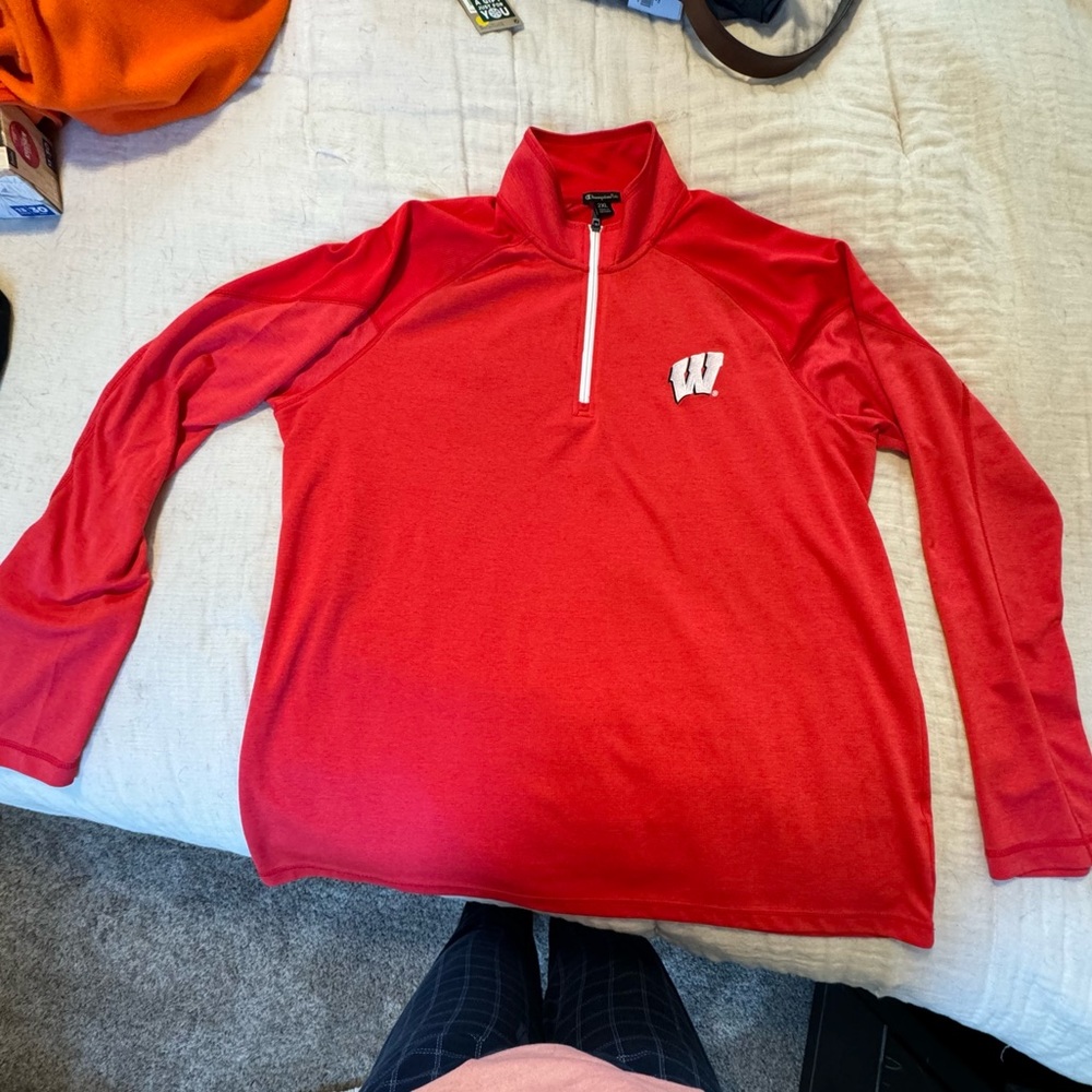 University of Wisconsin Madison Red Quarter Zip Sweatshirt